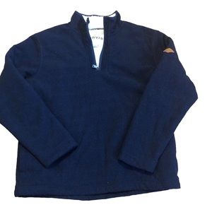 ORVIS NAVY BLUE  SHERPA FLEECE LINED QUARTER ZIP PULLOVER SWEATER